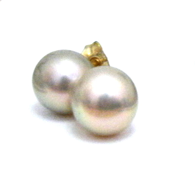 Pale Gold 8mm AAA Round Pearl Stud Earrings